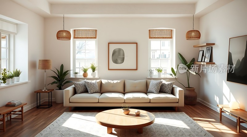 现代简约客厅自然光线充足装饰简洁大方