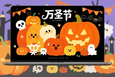 万圣节主题插画电脑画面
