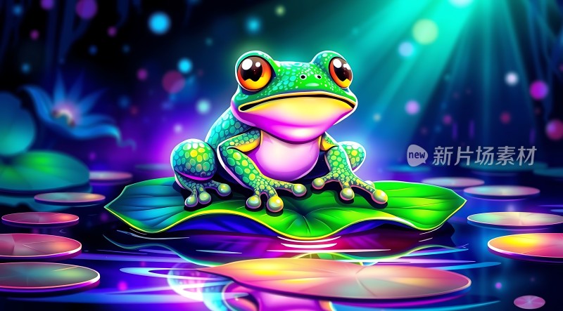 绿色青蛙坐荷叶