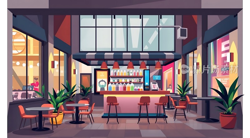 现代咖啡店温馨氛围