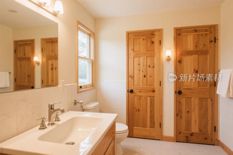 卫生间洗手台木门实景