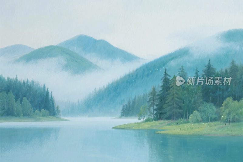 山水风景插画