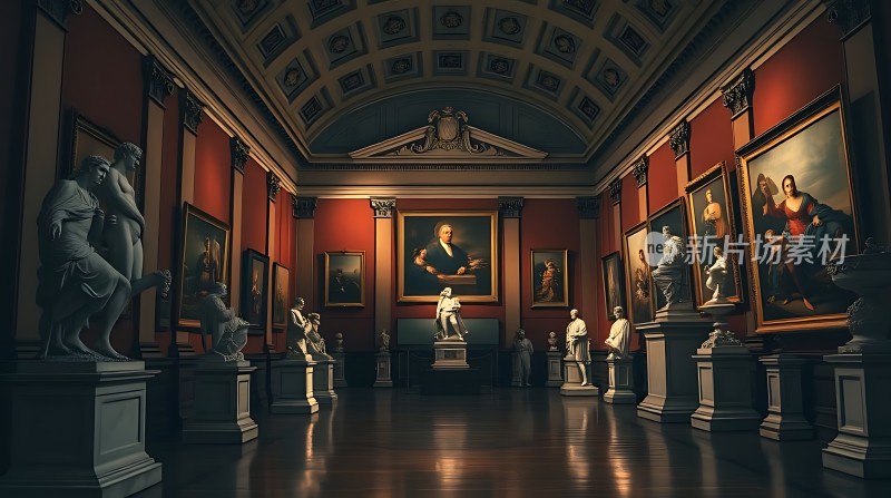 艺术殿堂雕像与画作共舞