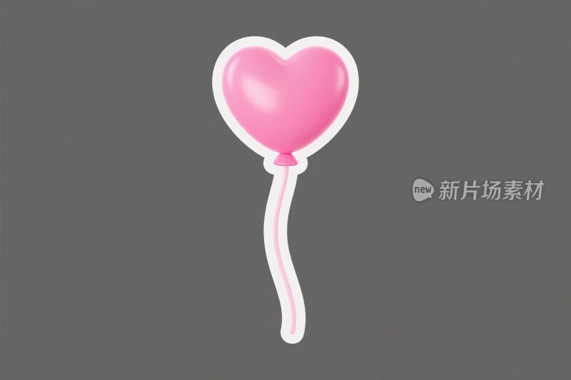 粉色爱心气球贴纸