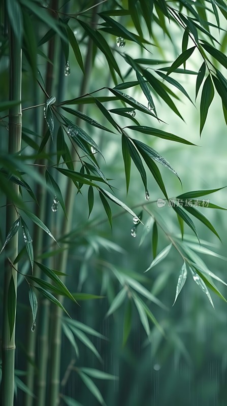 雨后竹叶上的露珠