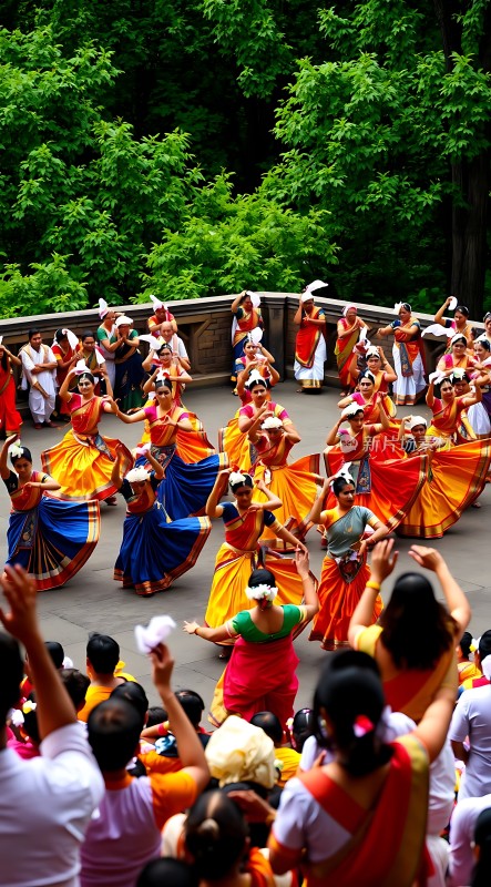 舞者翩翩起舞观众热情围观