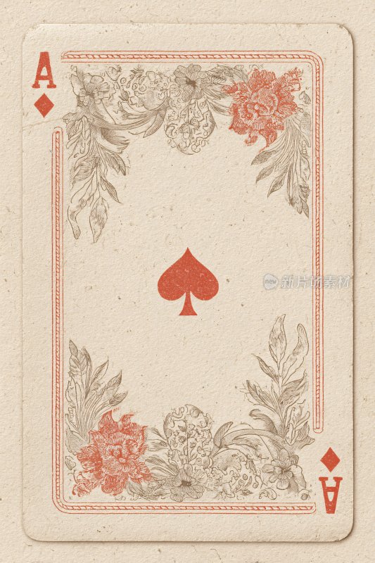 复古风格黑桃扑克牌插画