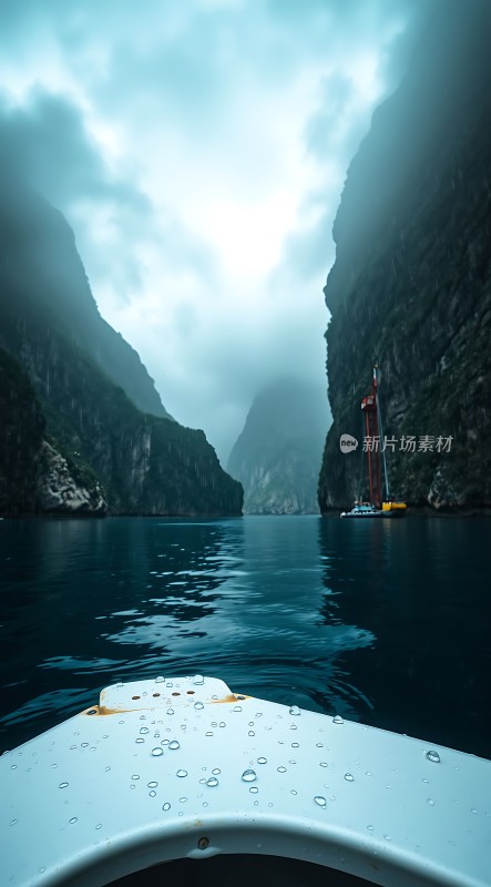 雨后山间静谧湖面