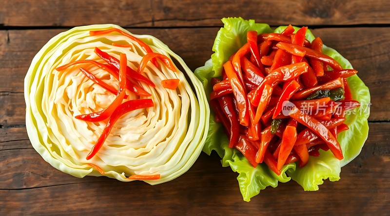 新片场素材 红椒炒白菜