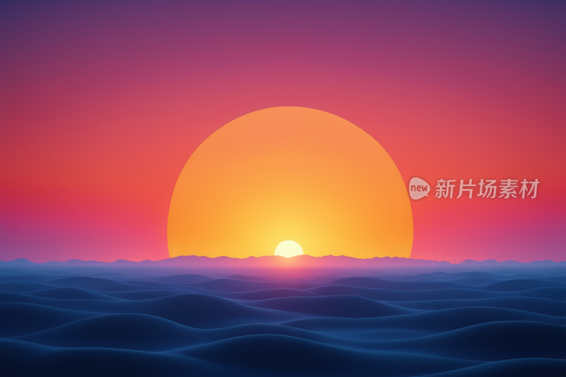 海上的日落有大太阳落山高清背景图片