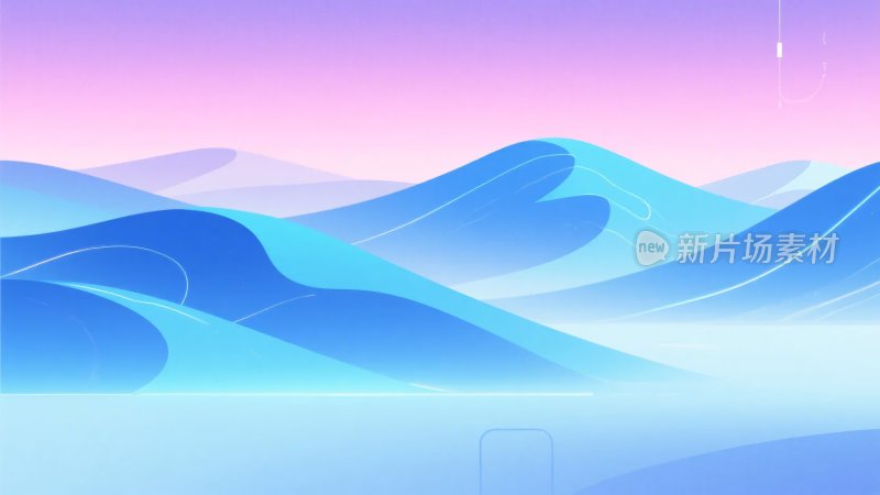 梦幻渐变色彩的山川插画