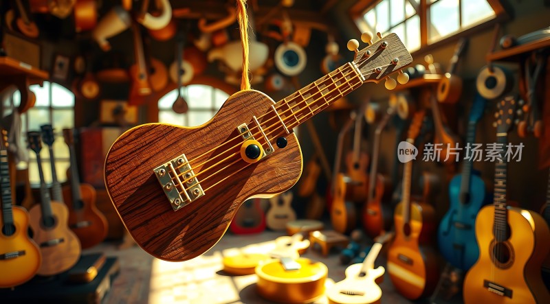 音乐工作室里的吉他展示