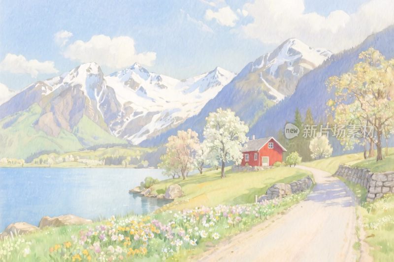 山水田园风景插画