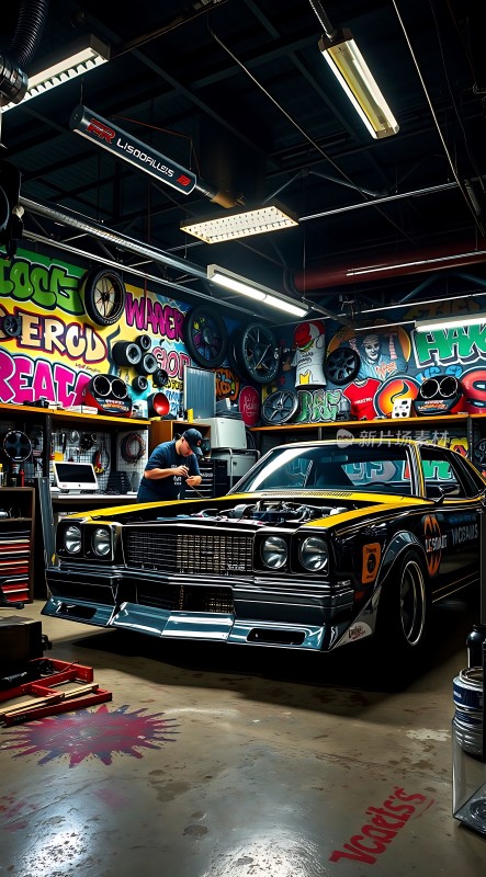 改装车库里的经典赛车