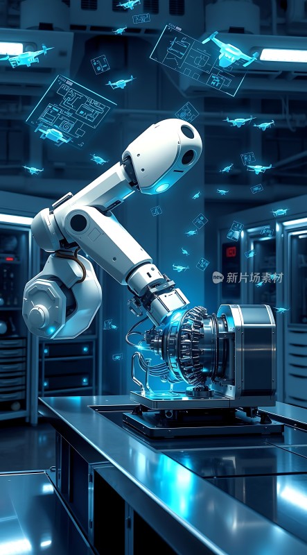 机器人操作精密机械科技感十足