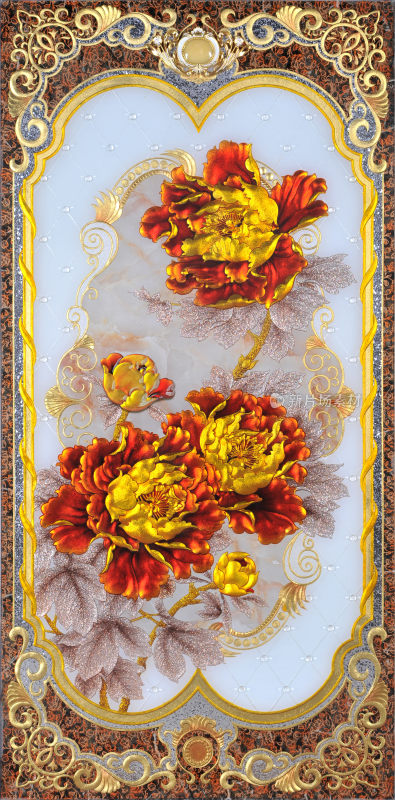 富丽花姿欧式牡丹屏风背景