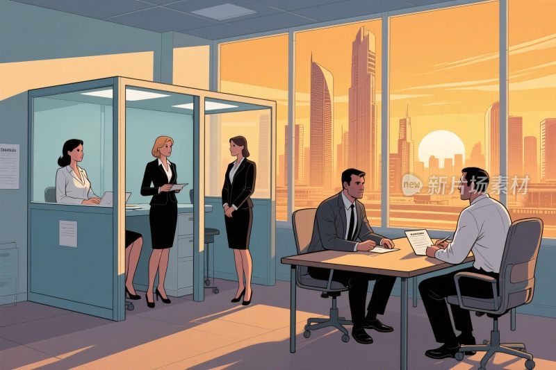 办公室商务洽谈插画