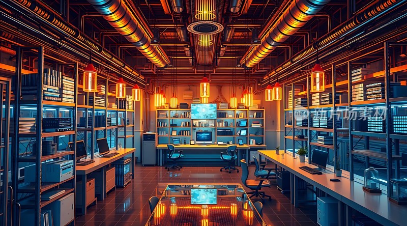 科技感办公室未来数据中心