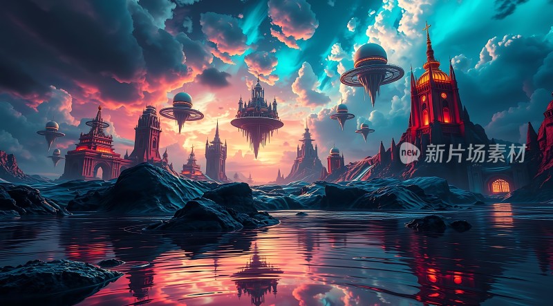 未来之城悬浮城市与神秘建筑