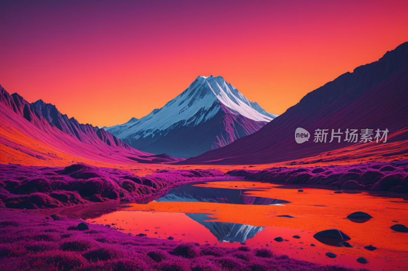 山脉的湖泊高山清图片