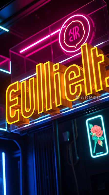 霓虹灯下的时尚店铺