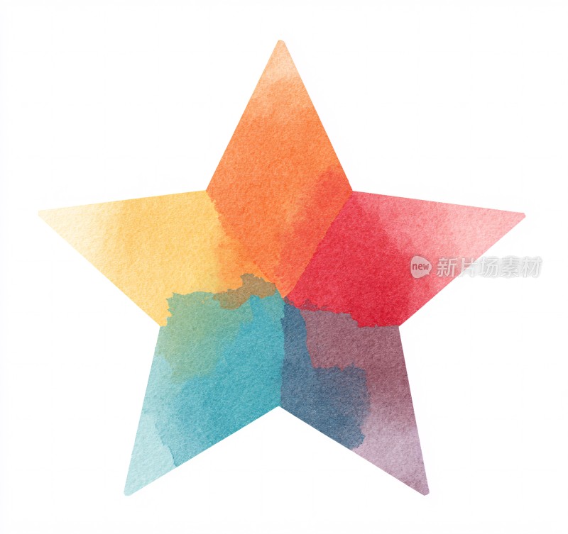 彩色水彩五角星图案