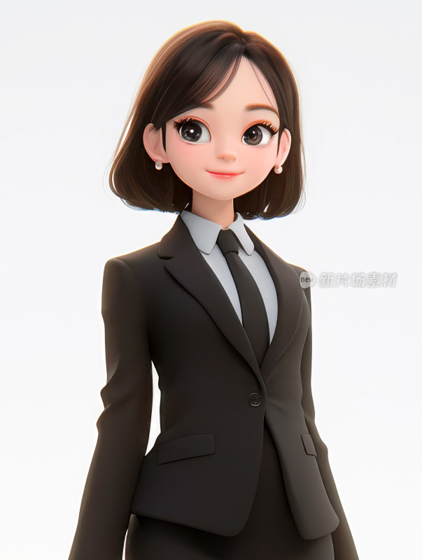 商务职场女性3D卡通人物插画