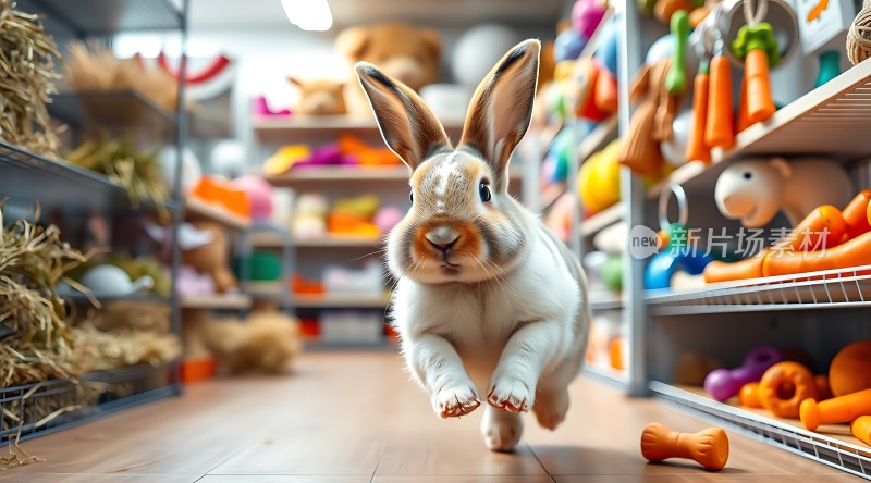 兔子在宠物店中奔跑