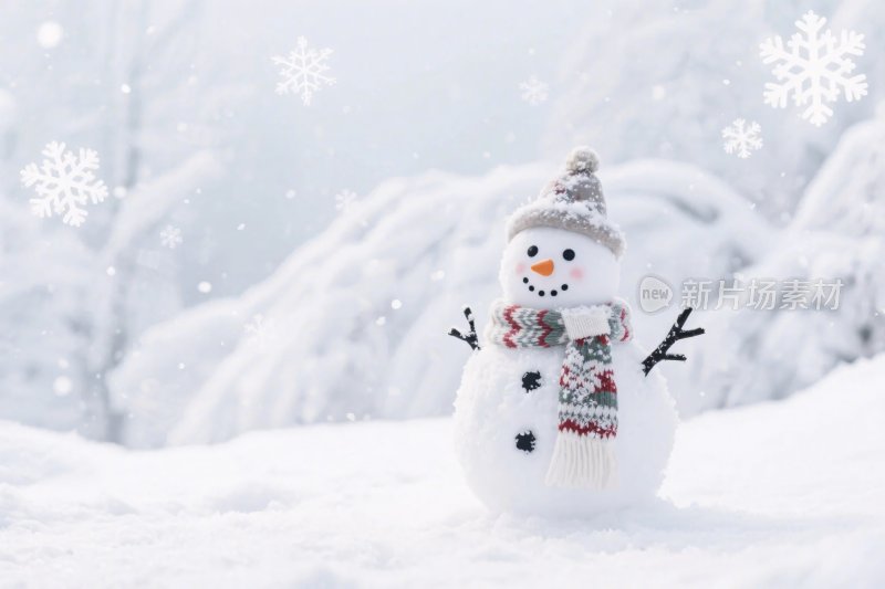 雪人雪景插画