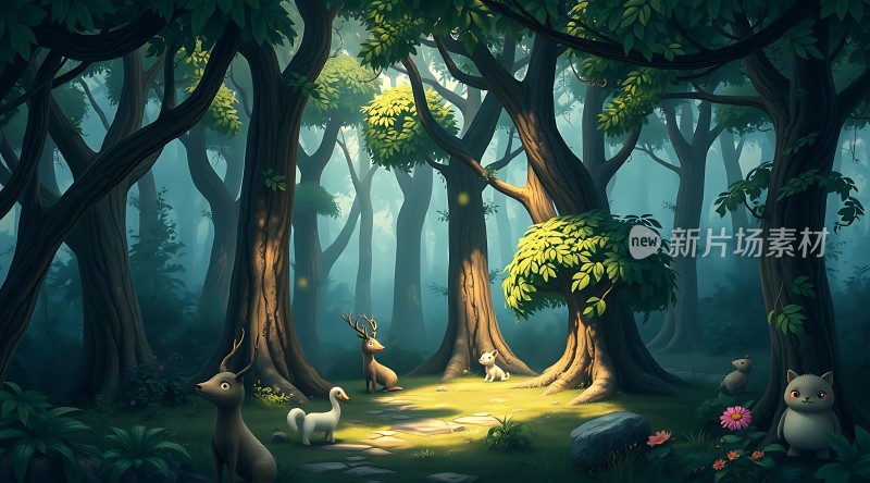 森林秘境动物与自然的和谐共处