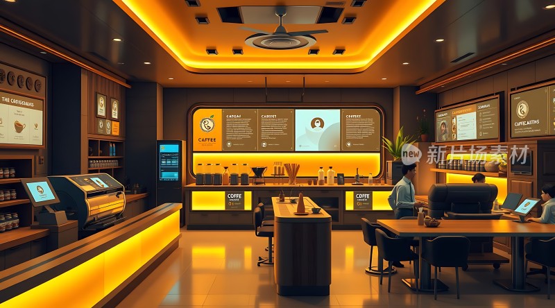现代咖啡店温馨氛围