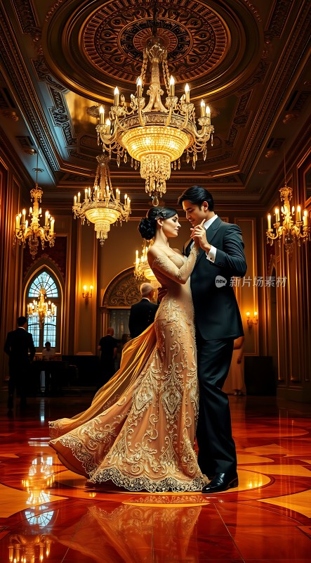 华丽舞厅里的优雅舞者