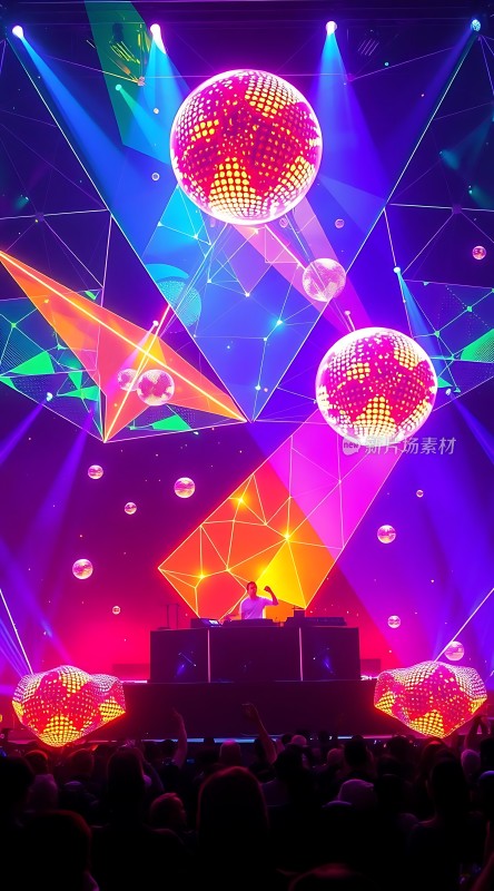舞台灯光秀DJ与观众共舞