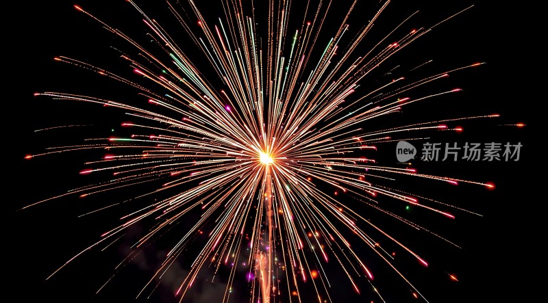 夜空烟花绽放色彩斑斓光芒四射