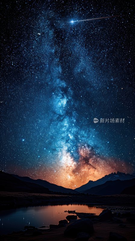 流星划过星空湖畔璀璨星河夜空背景壁纸