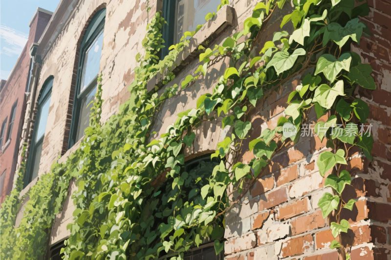 老建筑与爬山虎景观