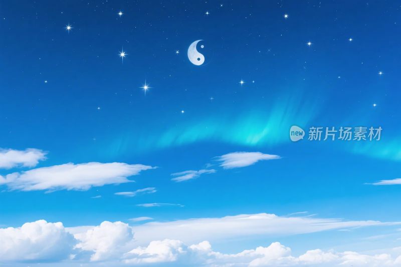 梦幻星空极光月亮