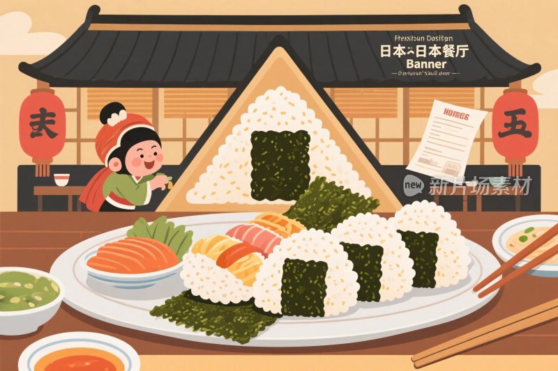 日式料理插画场景