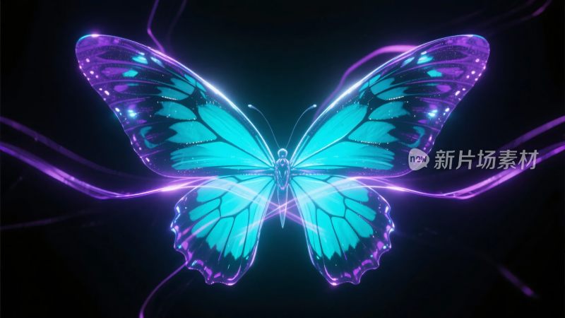 梦幻炫彩发光蝴蝶插画