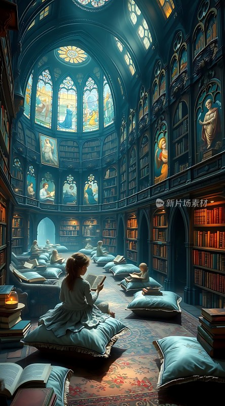神秘图书馆里的梦幻阅读时光