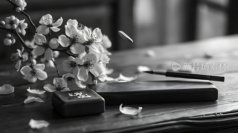 墨香书卷伴花影