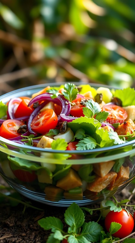 清新蔬菜沙拉色彩缤纷营养丰富