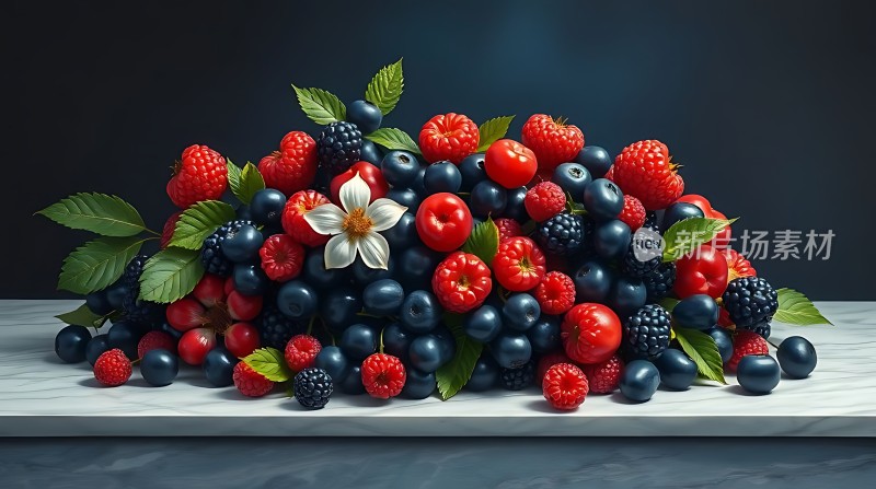 蓝莓覆盆子黑莓水果拼盘