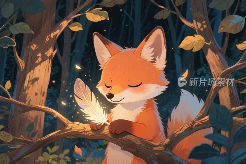 森林里的小狐狸与羽毛