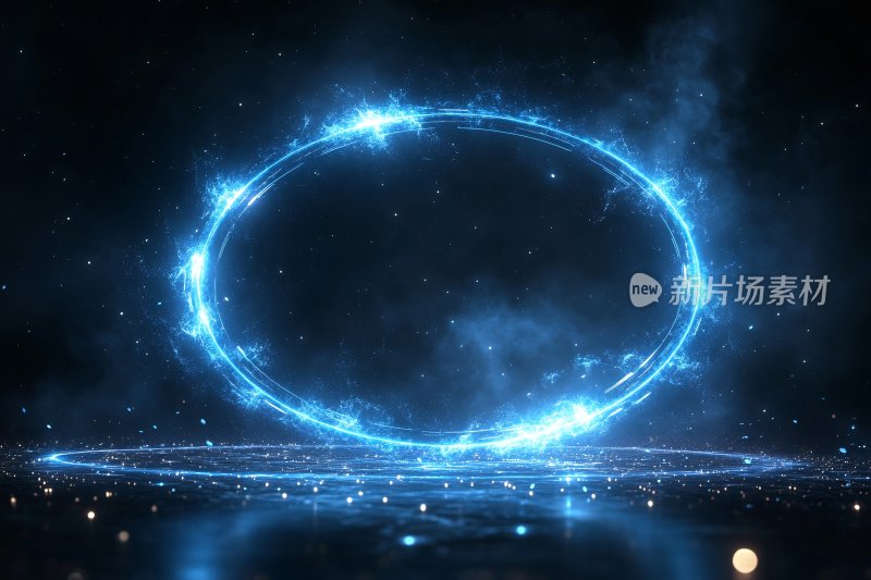 蓝色光效环形科幻背景