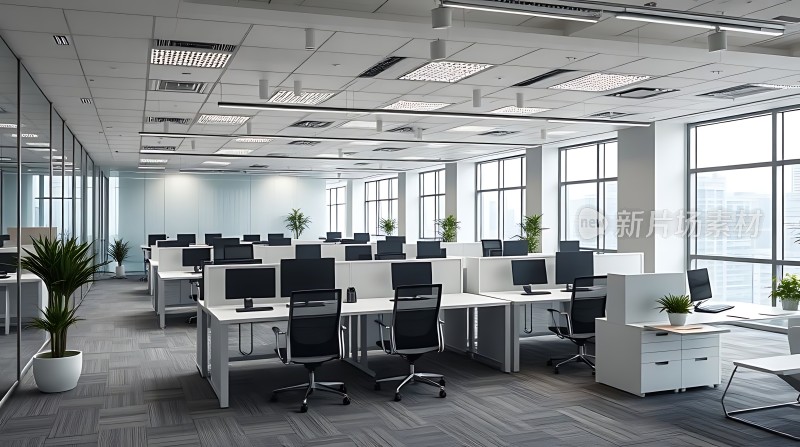 明亮宽敞的现代办公空间整洁有序的工作环境