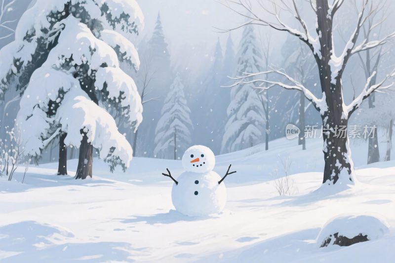 雪地雪人插画