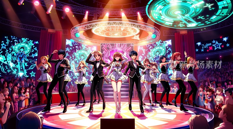 舞台上的偶像组合表演