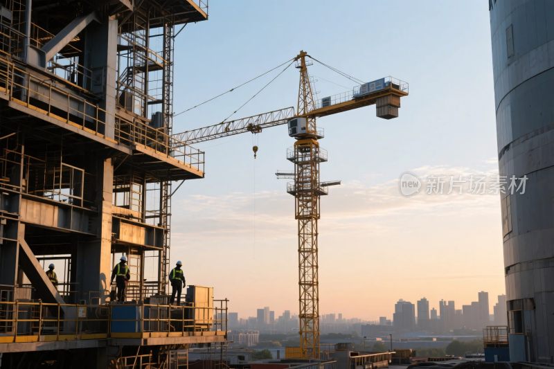 工地塔吊施工场景