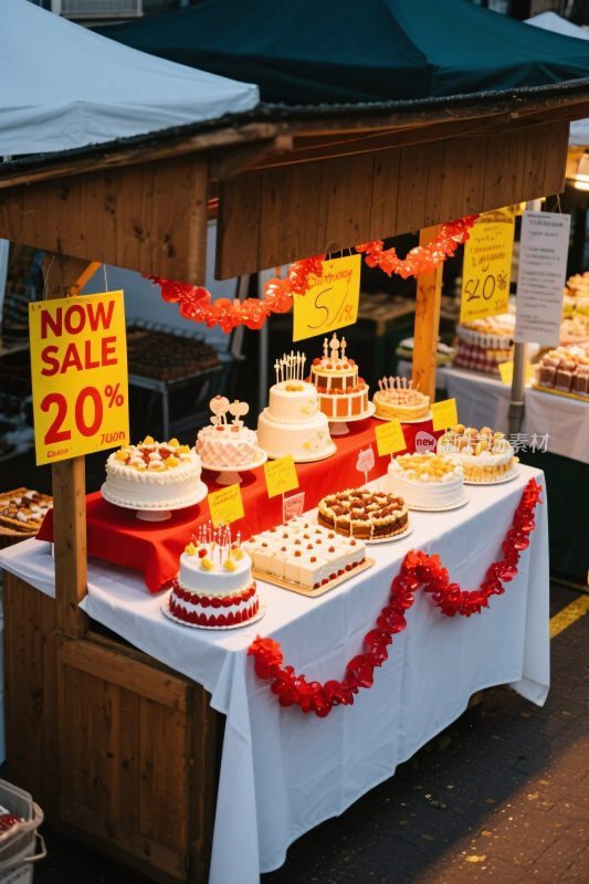 市场蛋糕售卖摊位